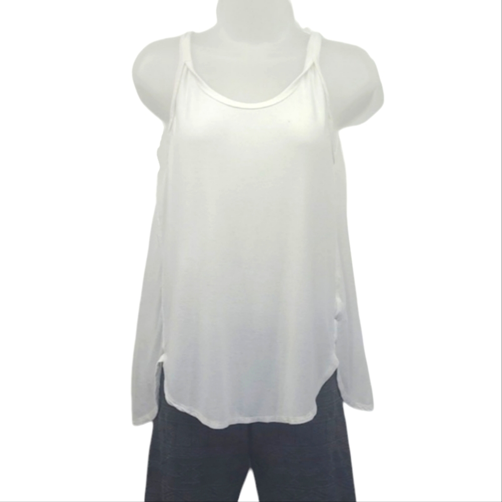 We The Free Open Back Tank Top Flowy Sheer White Sleeveless Oversized Shirt Sm